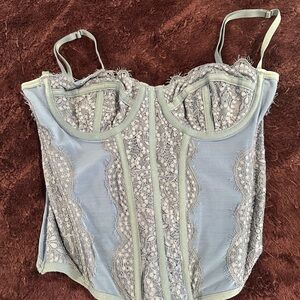Urban Outfitters Lace Bustier Top in Light Blue and Purple